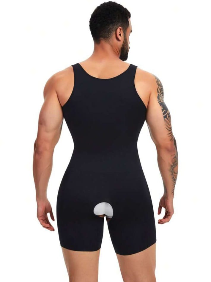 B-FIT Men's Full Body Shaper Compression Bodysuit Tummy Control Chest Control Slimming Underwear Zipper Shapewear